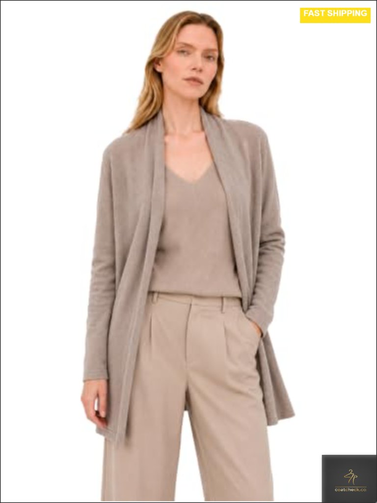 100% Pure Cashmere Long Cardigan With Pockets Lightweight Women's Cardigan